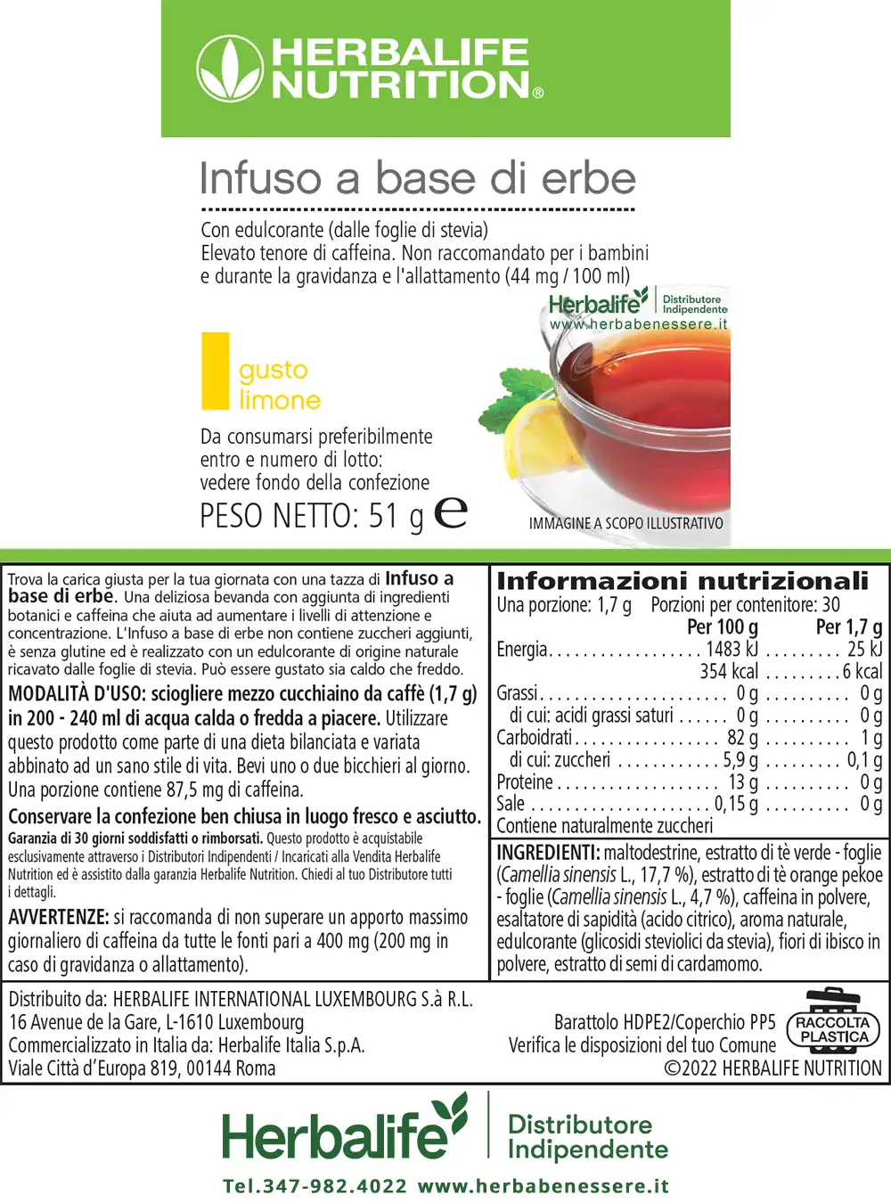 Infuso a Base di Erbe 51g gusto Limone